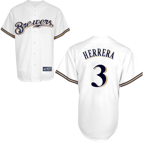 Elian Herrera #3 Youth Baseball Jersey-Milwaukee Brewers Authentic Home White Cool Base MLB Jersey
